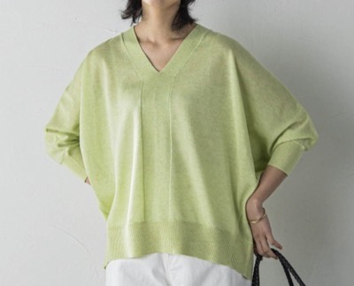 MAYSON GREY（メイソングレイ）　LEVITAシアーVネックドルマンニットプルオーバー