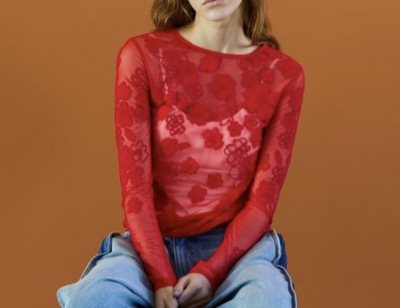 MAISON SPECIAL(メゾンスペシャル) Flower Embroidery Sheer Tops