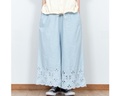 KEY MEMORY(キーメモリー) Scallop denim pants BLUE