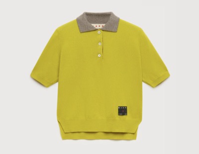 MARNI(マルニ) イエロー カシミヤ ポロシャツ コントラストカラー