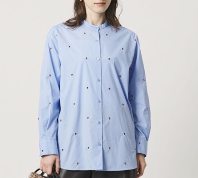 UNITED ARROWS(ユナイテッドアローズ) エンブロイダリーフラワー バンドカラー シャツ
