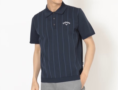 CALLAWAY(キャロウェイ) ストライプインターシャ半袖ニットポロ