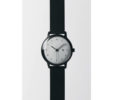 sazare（サザレ）　SK01 / SS BLACK HONING FINISH / WHITE DIAL / BLACK MESH