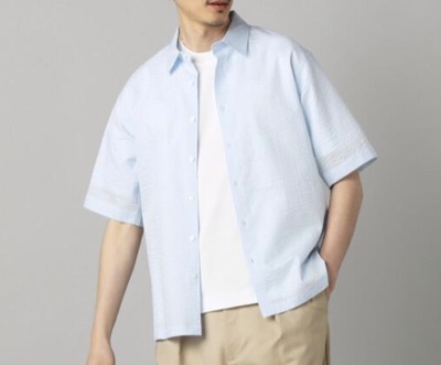 COMME CA MEN(コムサメン) コットンウエーブ 半袖レギュラーカラーシャツ