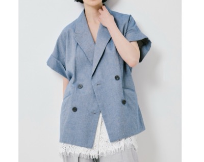 Ameri（アメリ）　MELANGE LACE VEST LAYERED JACKET