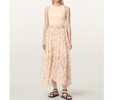 ALLSAINTS（オールセインツ）　ZENIA ノースリーブニットウーブンミディドレス
