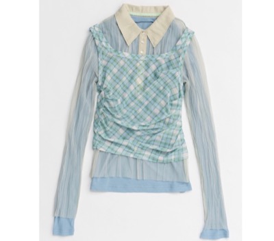 MAISON SPECIAL（メゾンスペシャル）　Three-Piece Sheer Polo Top