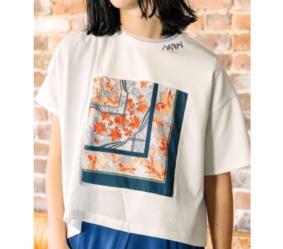 AULA AILA（アウラアイラ）　スカーフプリントＴシャツ
