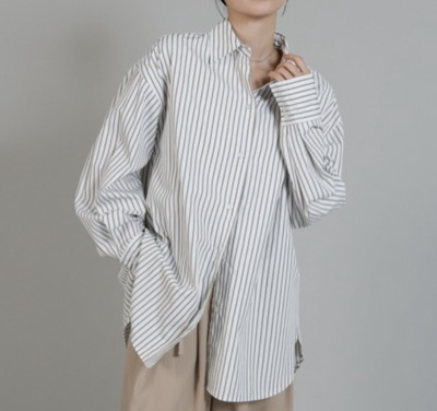 select MOCA Et(セレクトモカエト) 「Et」2Way Striped Oversized Blouse
