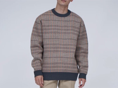 ANNUAL（アニュアル）　Check Pullover ふくらみ感のある肉厚ニット