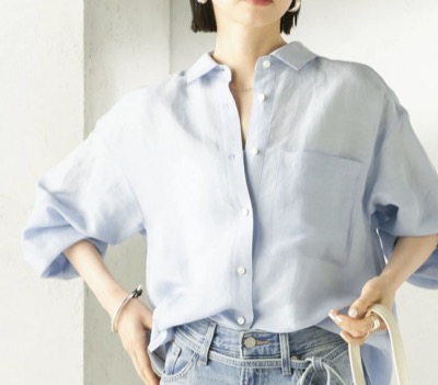 SHIPS(シップス) IMPERIAL LINEN 混 オーバー サイズ シャツ
