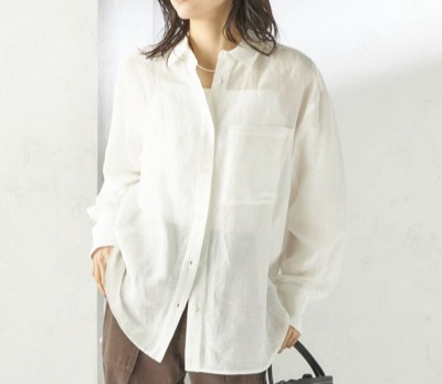 SHIPS（シップス）　IMPERIAL LINEN 混 オーバー サイズ シャツ
