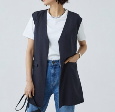 RASW（ラス）　リネンライクバックスリットジレ