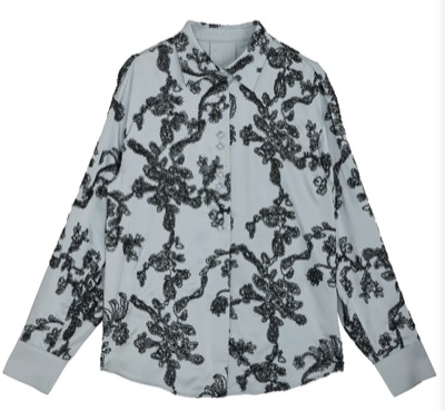 AMERI VINTAGI(アメリヴィンテージ) MOLE YARN EMBROIDERY SATIN SHIRT